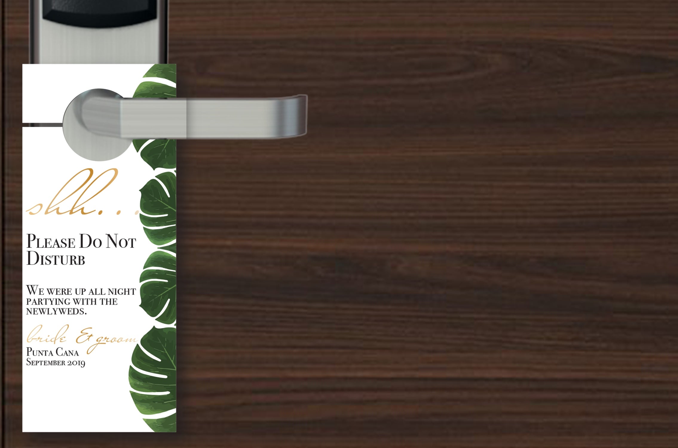 Do not disturb door hanger for destination wedding resort | Palm