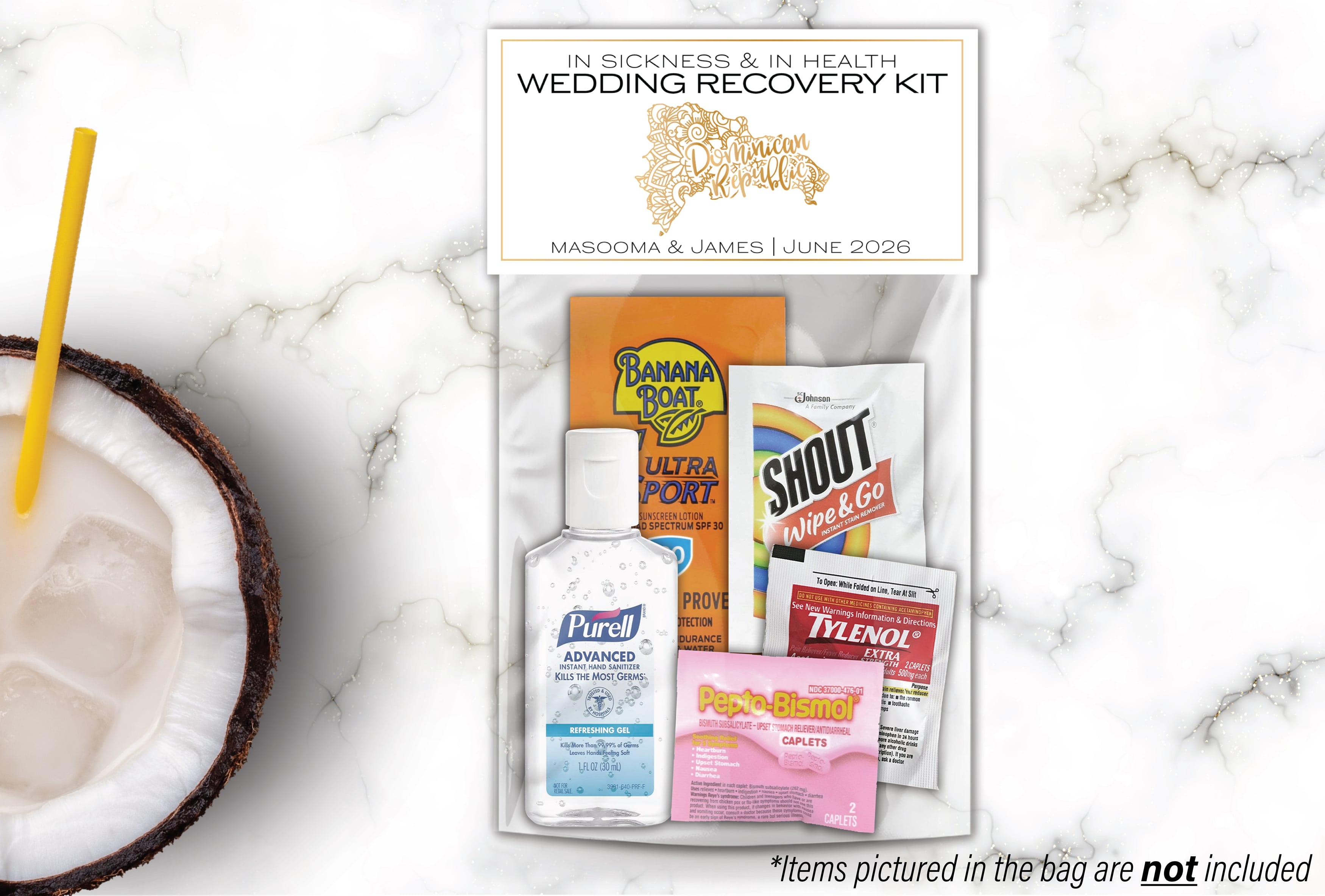 Wedding Recovery Kit Topper & Bag | Mandala Map
