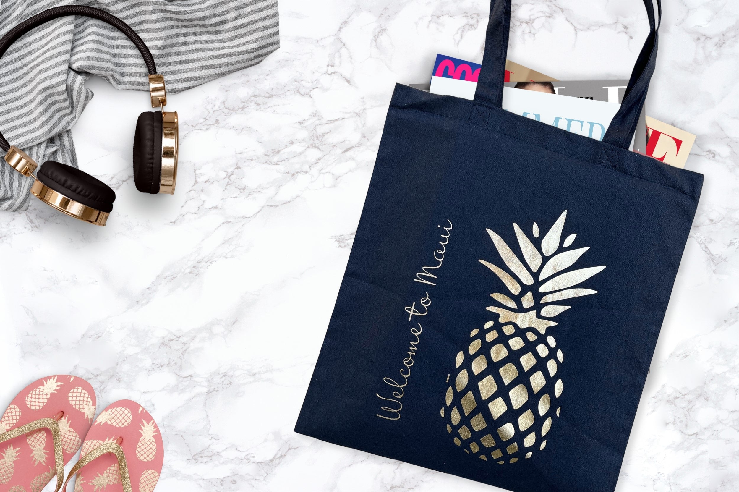 Personalized Gold Pineapple Welcome Bag