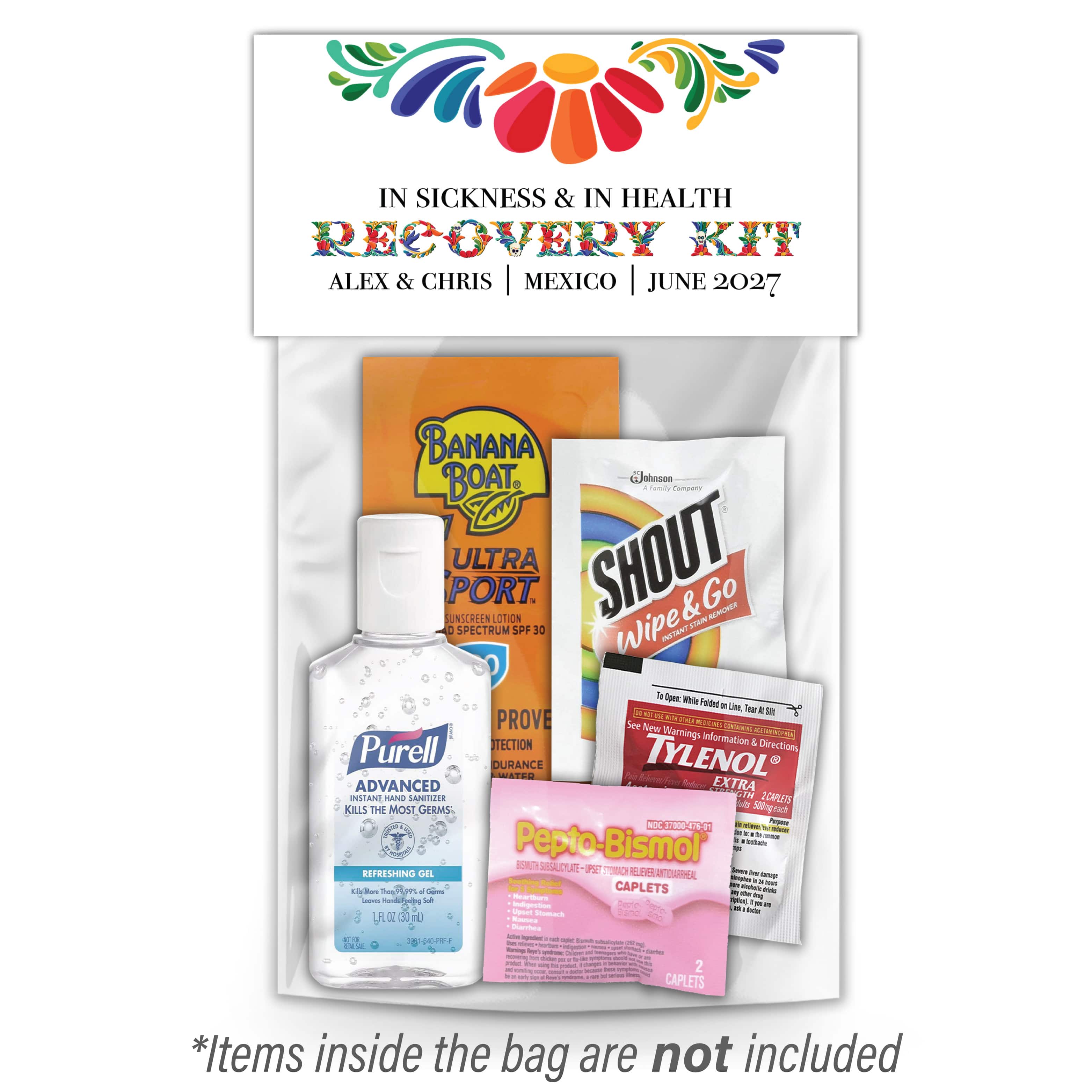 Wedding Hangover Recovery Kit Bag & Topper - Vibrant Mexican Pattern