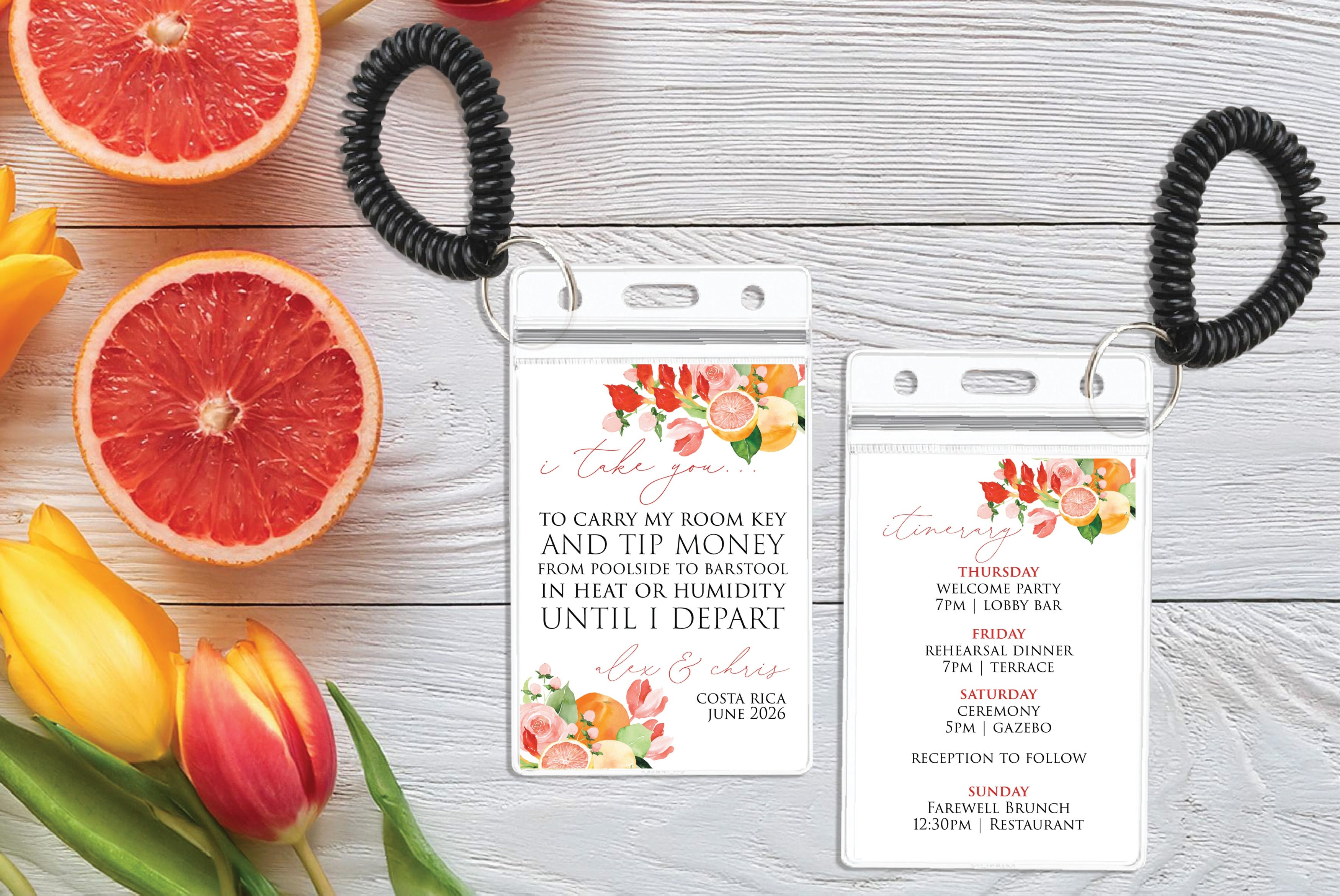 Destination Wedding Room Key Holder - Citrus Bouquet