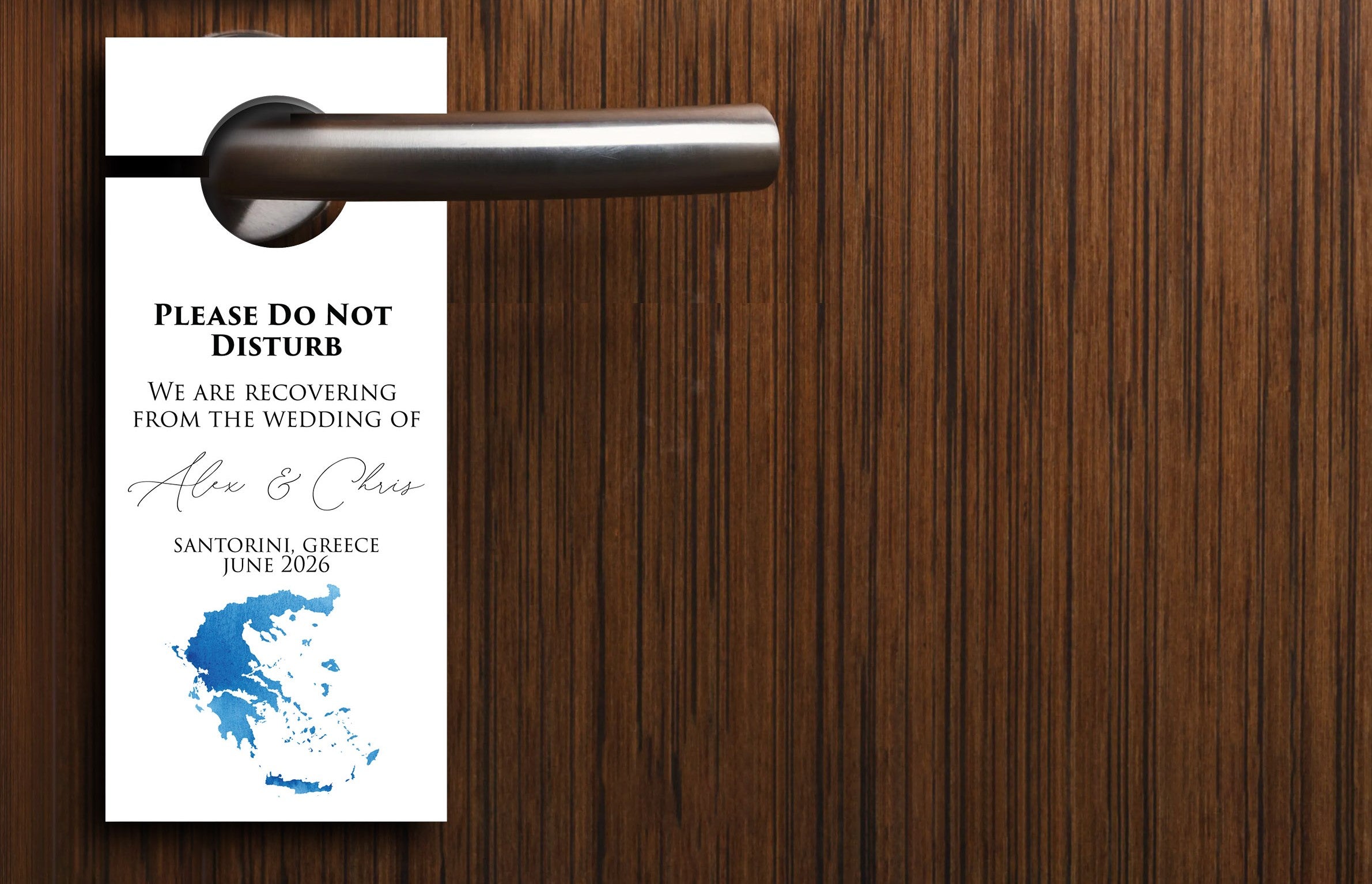 Personalized Destination Wedding Door Hangers - Greece