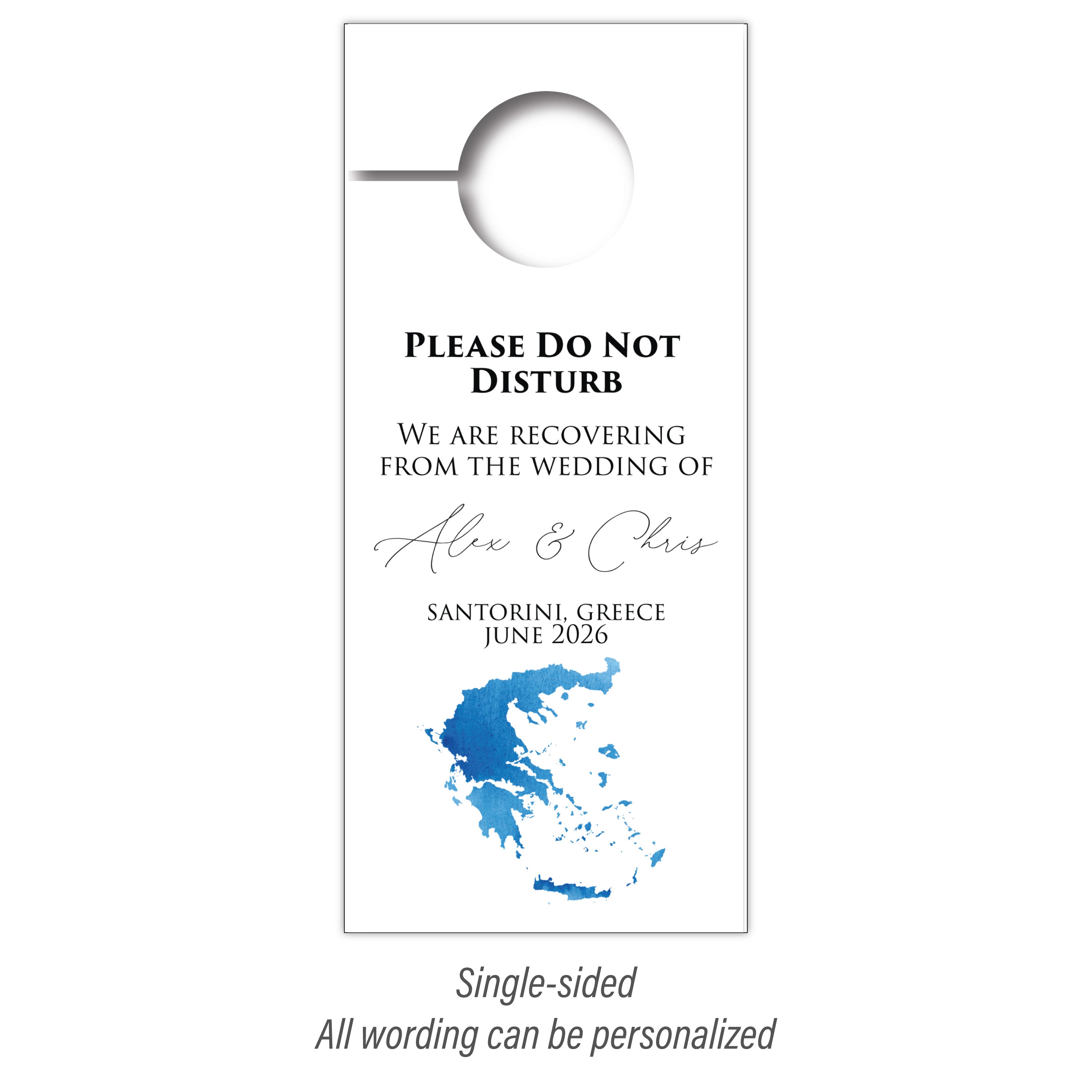 Personalized Destination Wedding Door Hangers - Greece