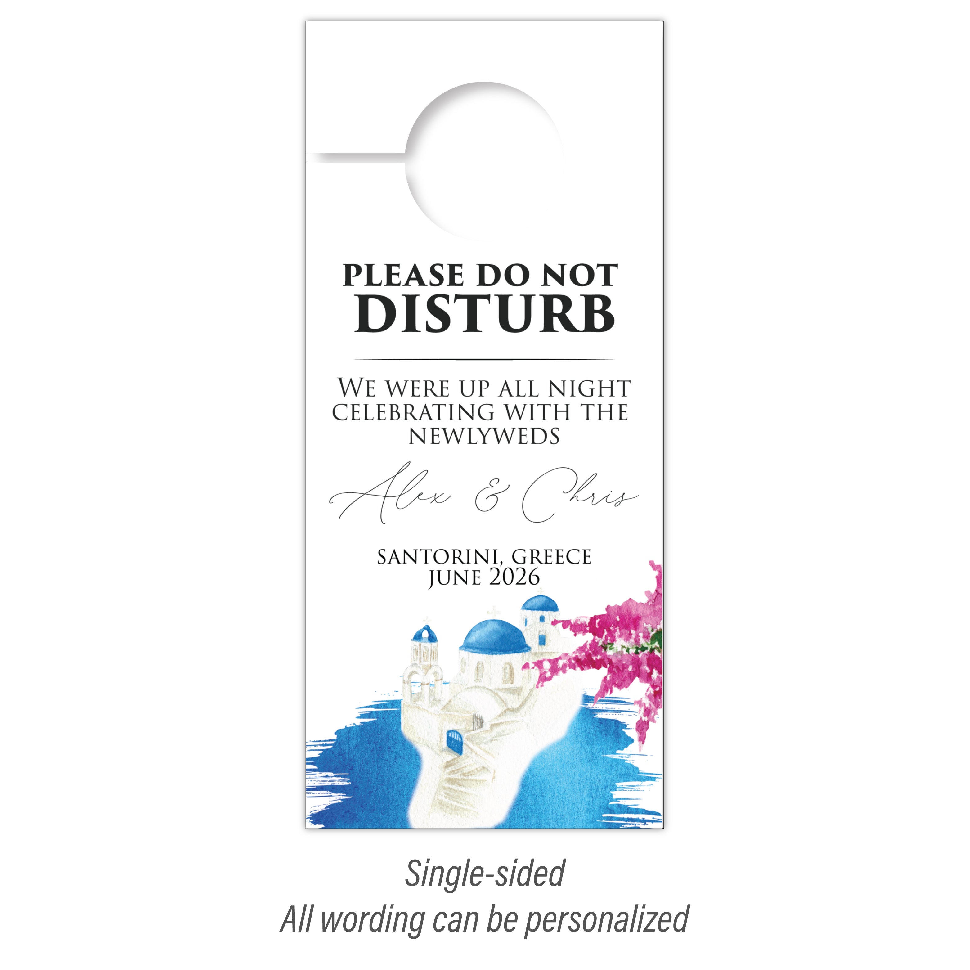 Personalized Destination Wedding Door Hangers - Greece