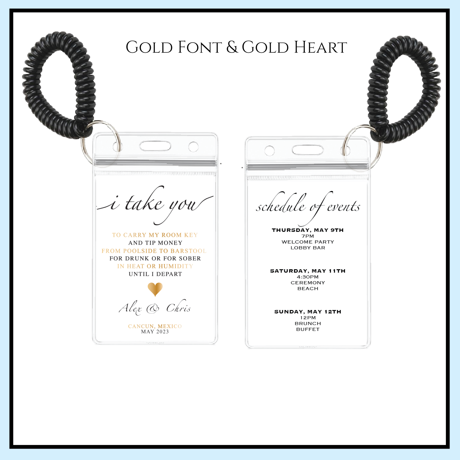 Room Key holder | Gold font & Gold heart