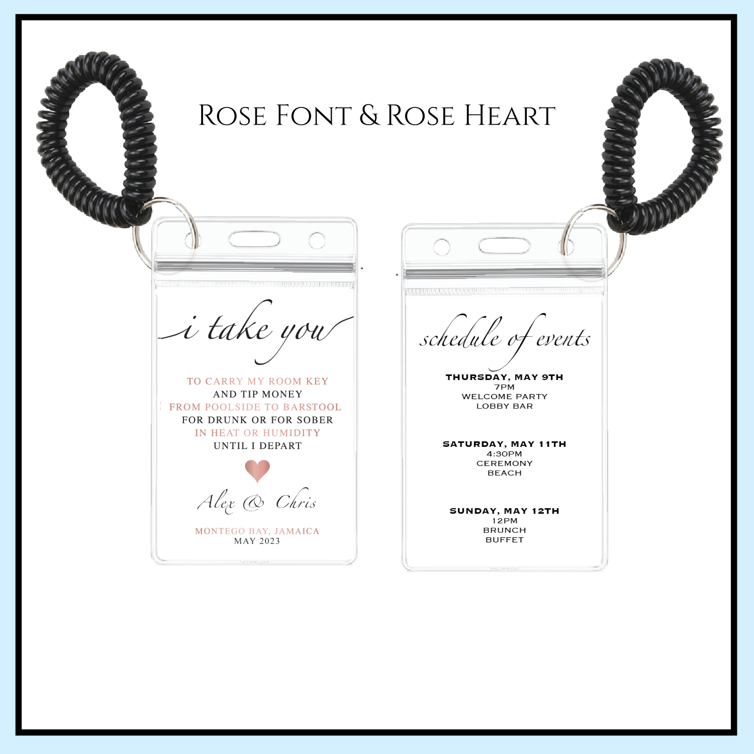 Room Key Holder | Rose Font & Rose Heart