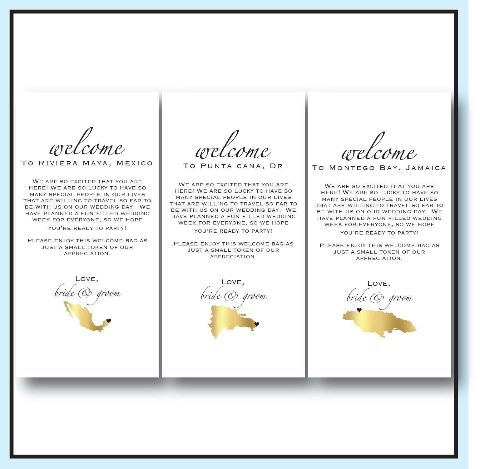 Destination Wedding Welcome Letter with Map