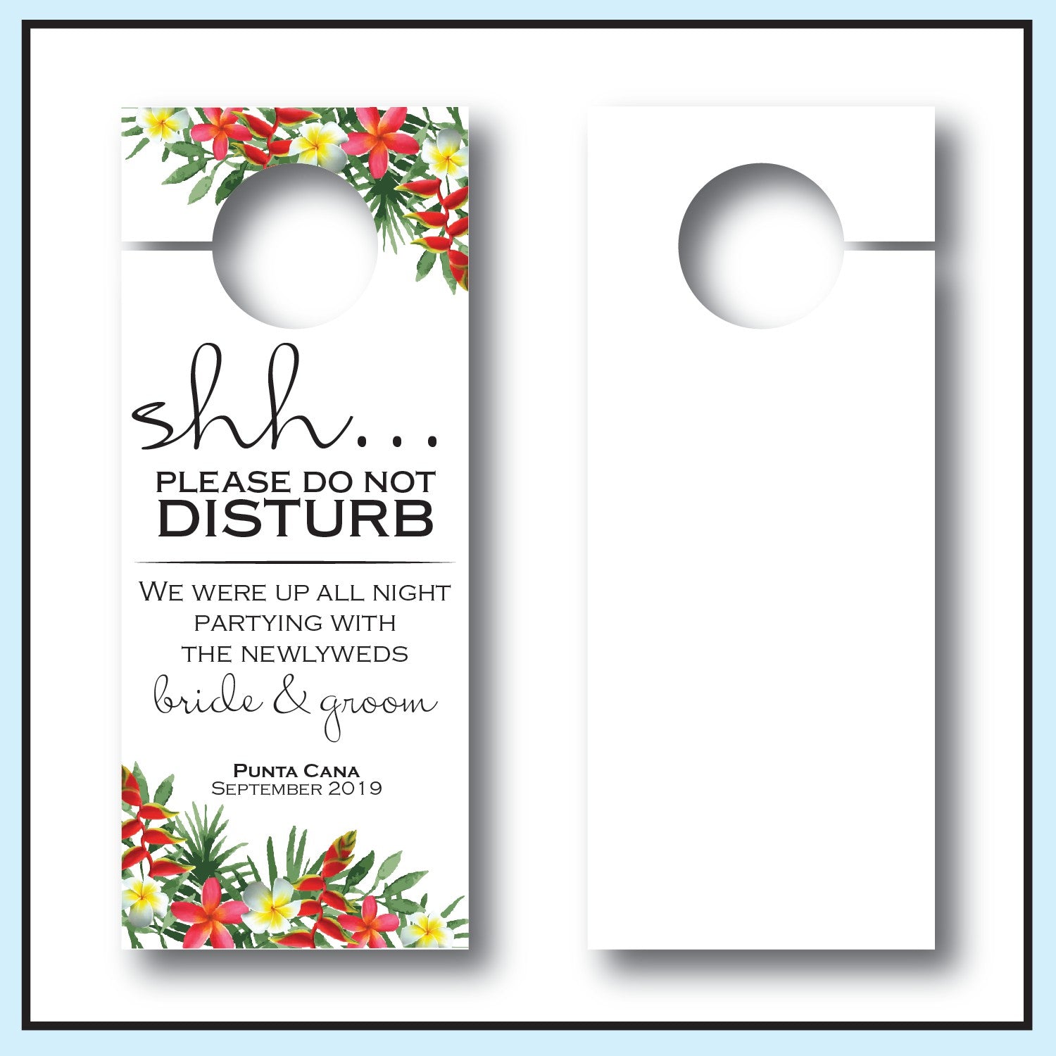 Tropical Wedding Door Hanger | Do not disturb sign