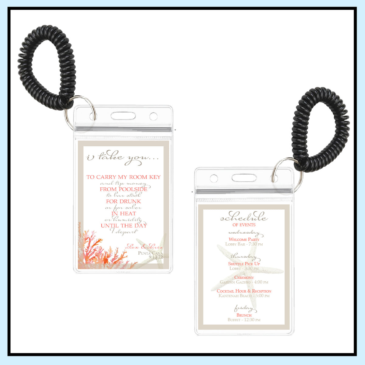 Personalized Destination Wedding Room Key Holder and Itinerary - Livin ...