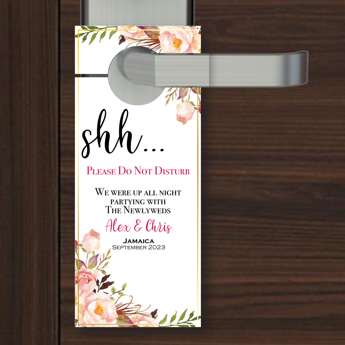 Personalized Wedding Door Hangers - Floral – Destination Wedding ...