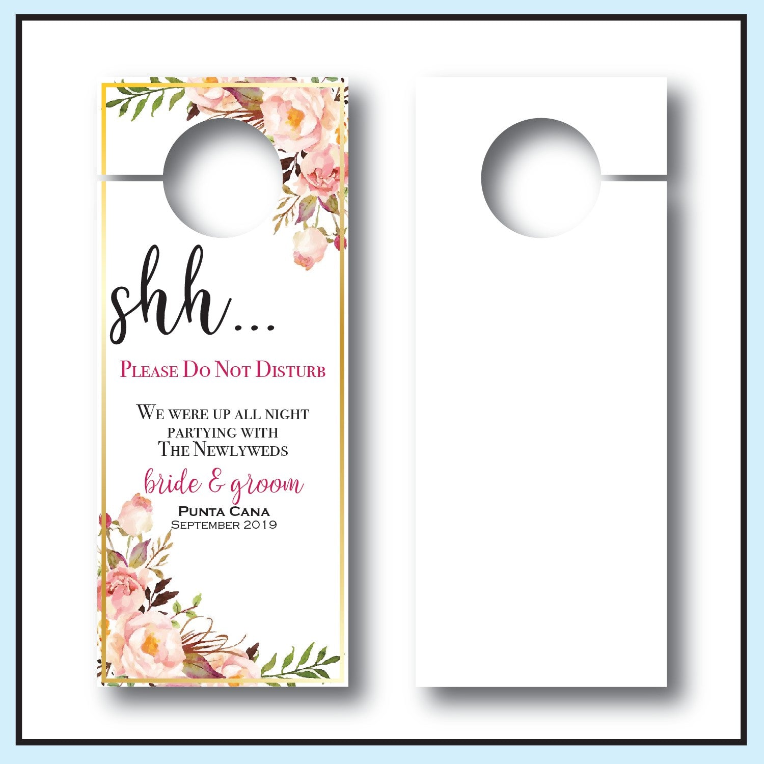 Personalized Wedding Door Hangers - Floral
