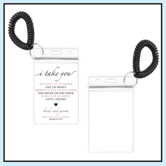 Personalized Destination Wedding Room Key Holder and Itinerary - Heart ...